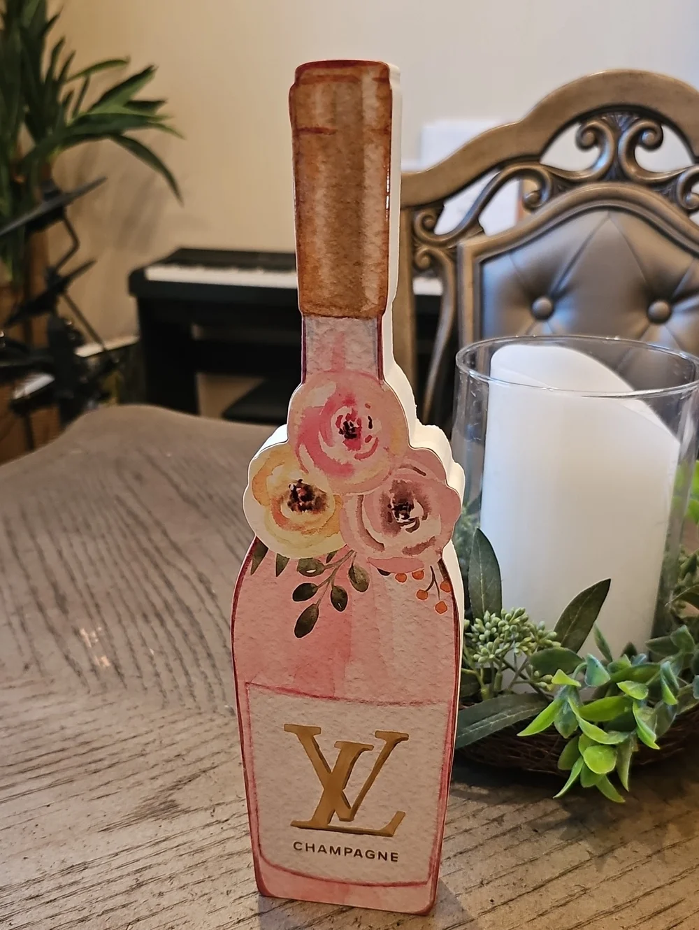 LV Champagne Wood Decor NWOT